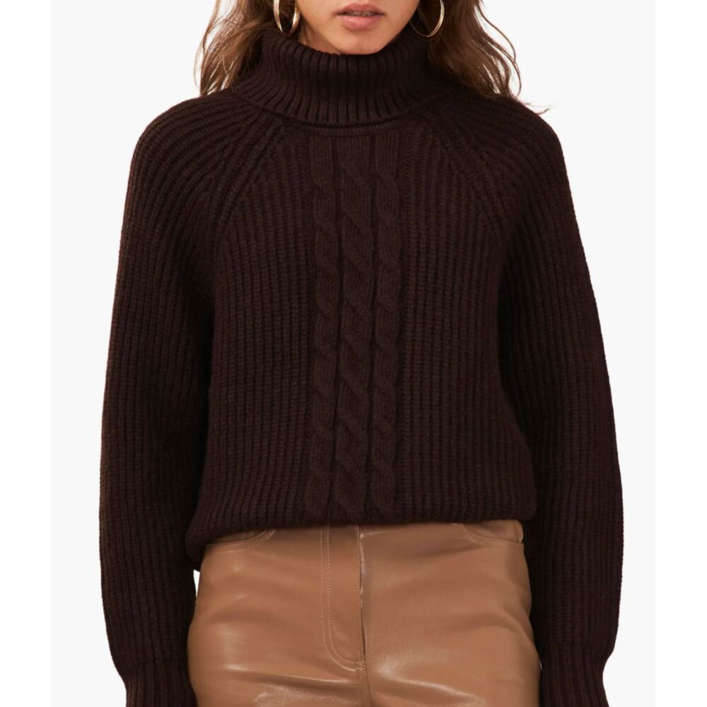 1 STATE Cutout‎ Turtleneck Knit Black Sz Small